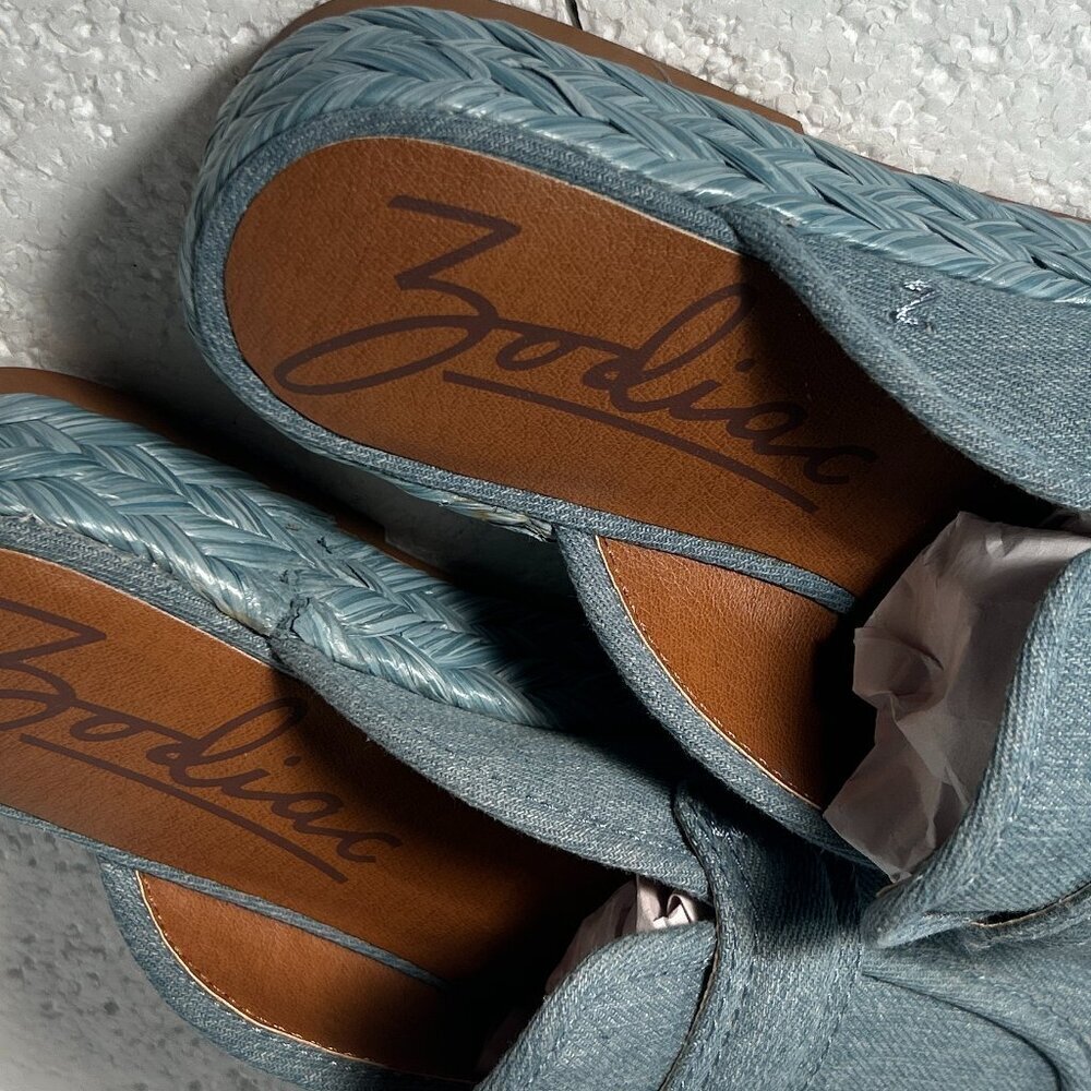 Zodiac SZ 8.5 NWOT Gizelle Blue Denim Mule Slide Resort Boho 70's Chic - Picture 12 of 12
